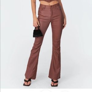 Ediked faux leather flare pants